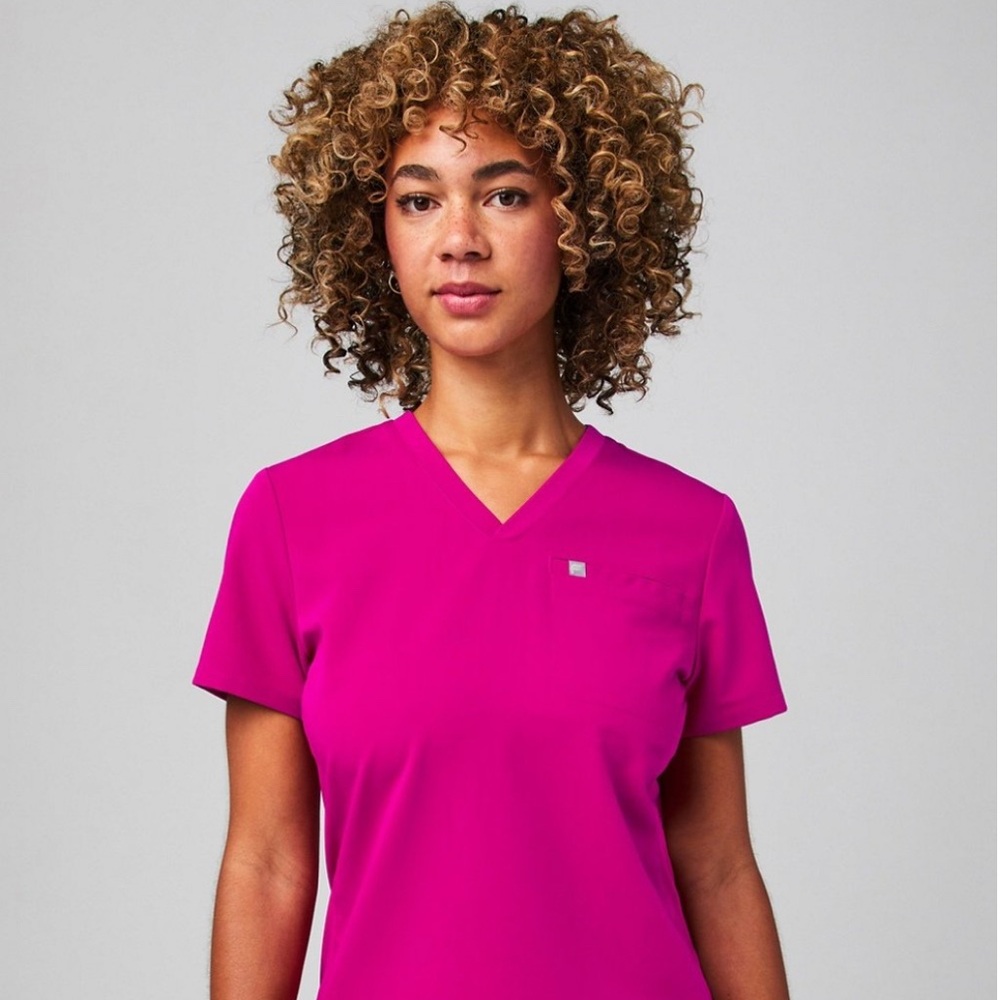 Fabletics Pink V-Neck Scrub Top and Flare Pants